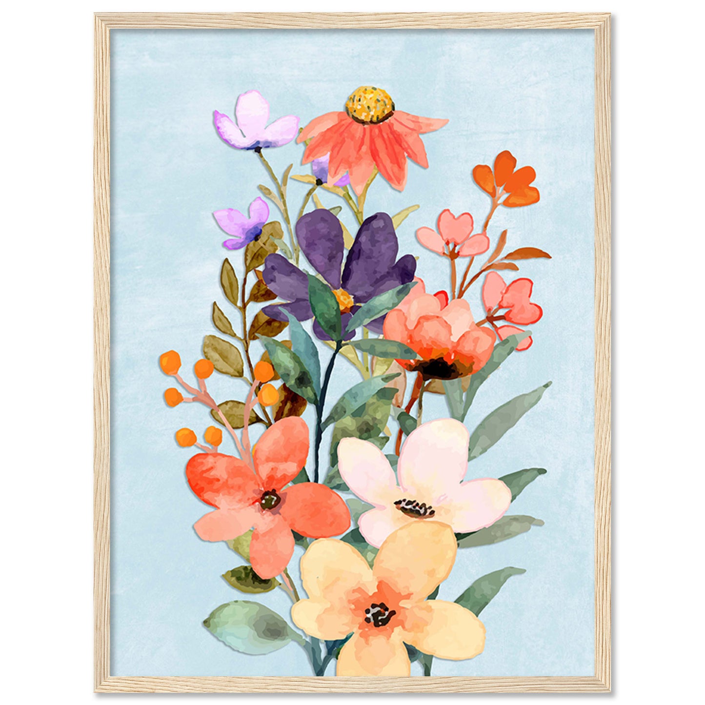 Vibrant Floral Framed Art for Home and Office Wall Decor