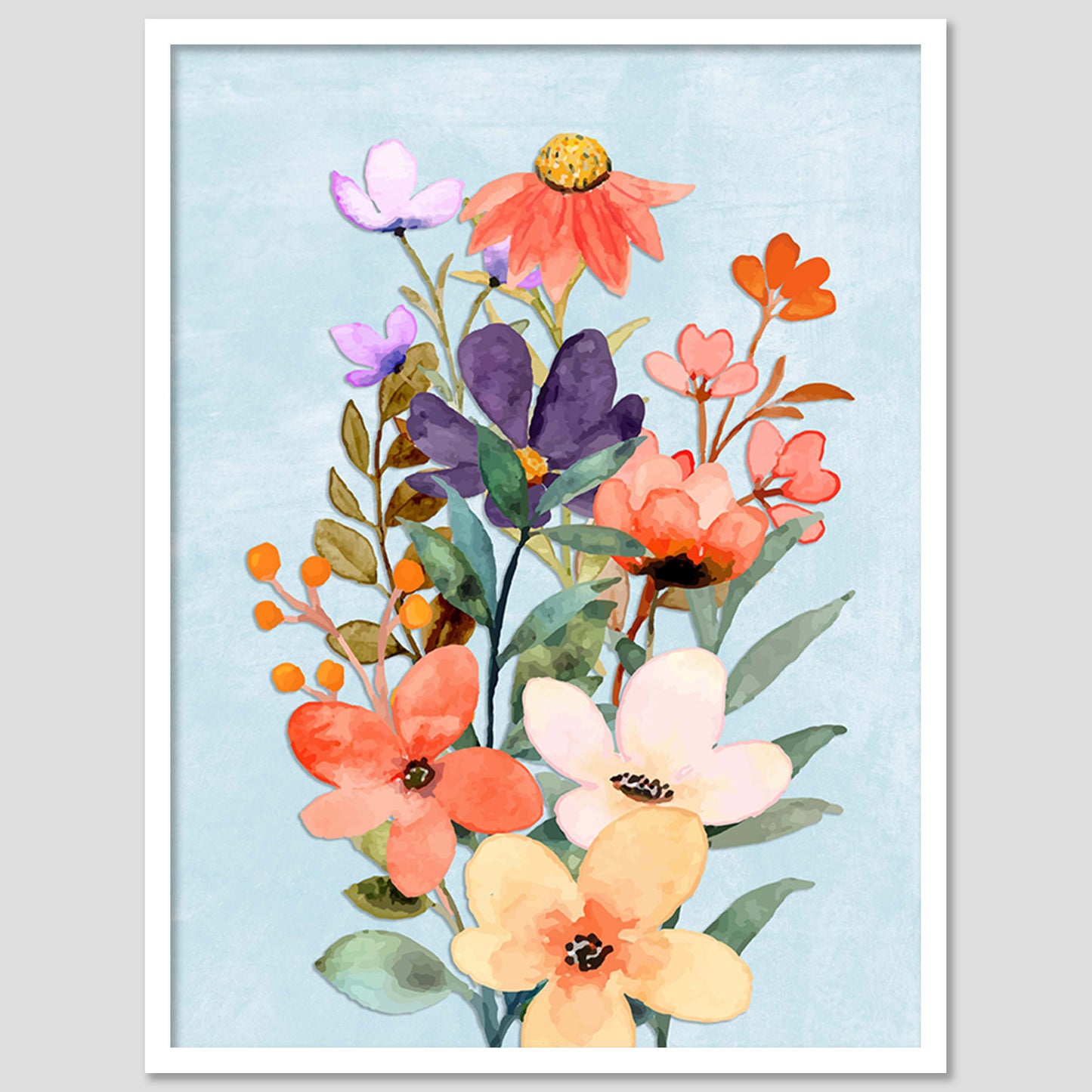 Vibrant Floral Framed Art for Home and Office Wall Decor