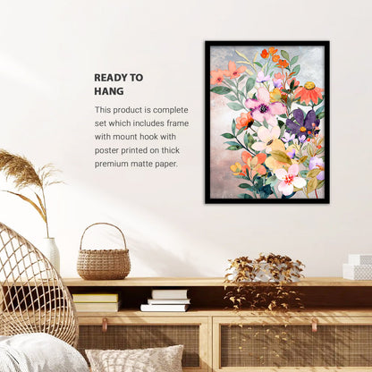 Vibrant Floral Framed Art for Home and Office Wall Decor