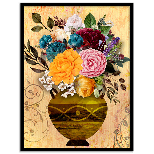 Vibrant Floral Framed Art for Home and Office Wall Decor