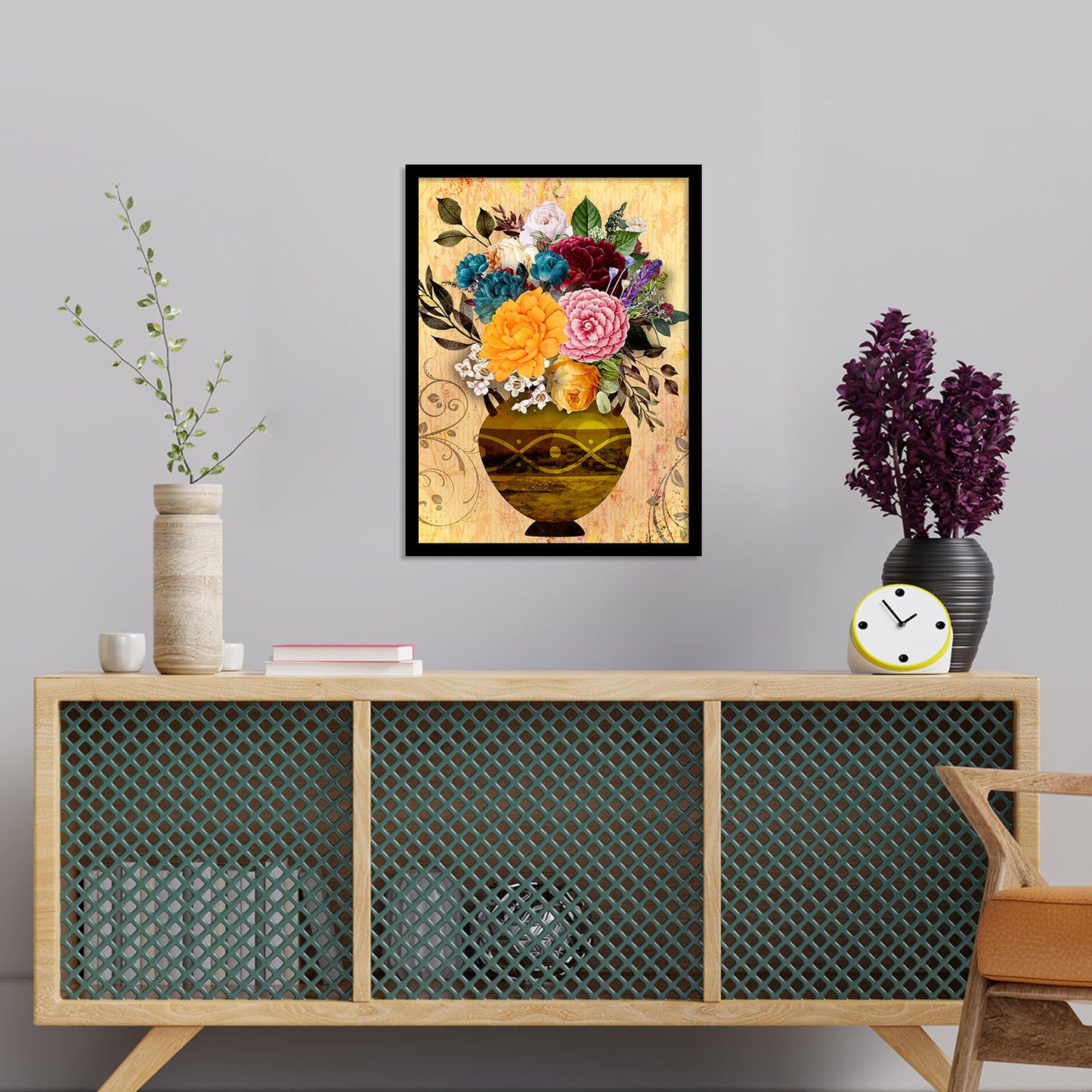 Vibrant Floral Framed Art for Home and Office Wall Decor