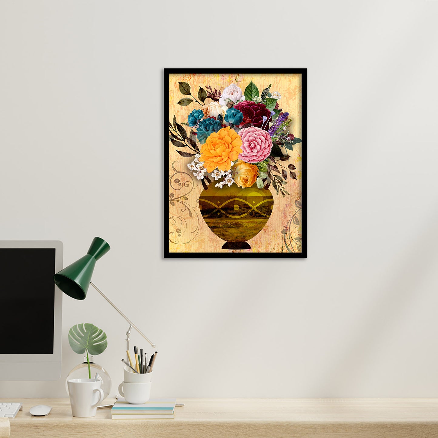 Vibrant Floral Framed Art for Home and Office Wall Decor