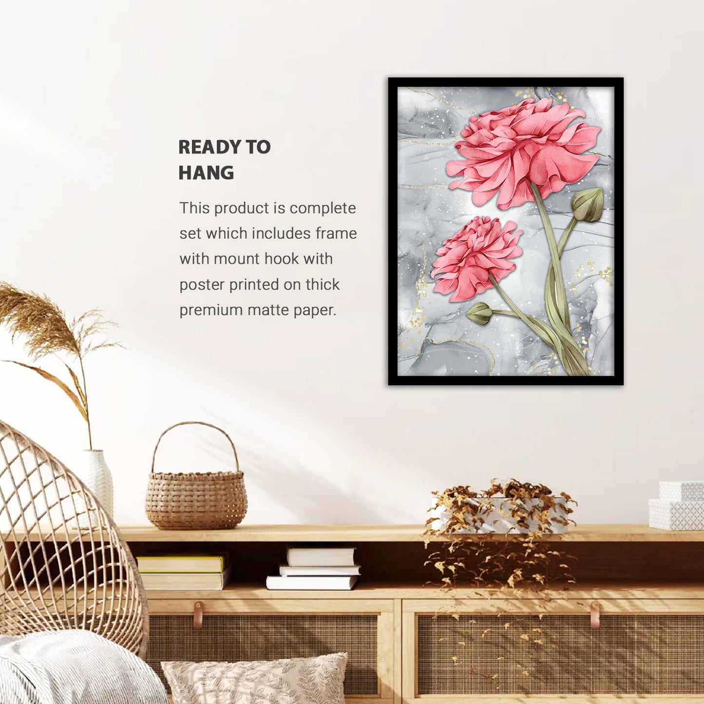 Exquisite Floral Artwork in Premium Frames for Decor