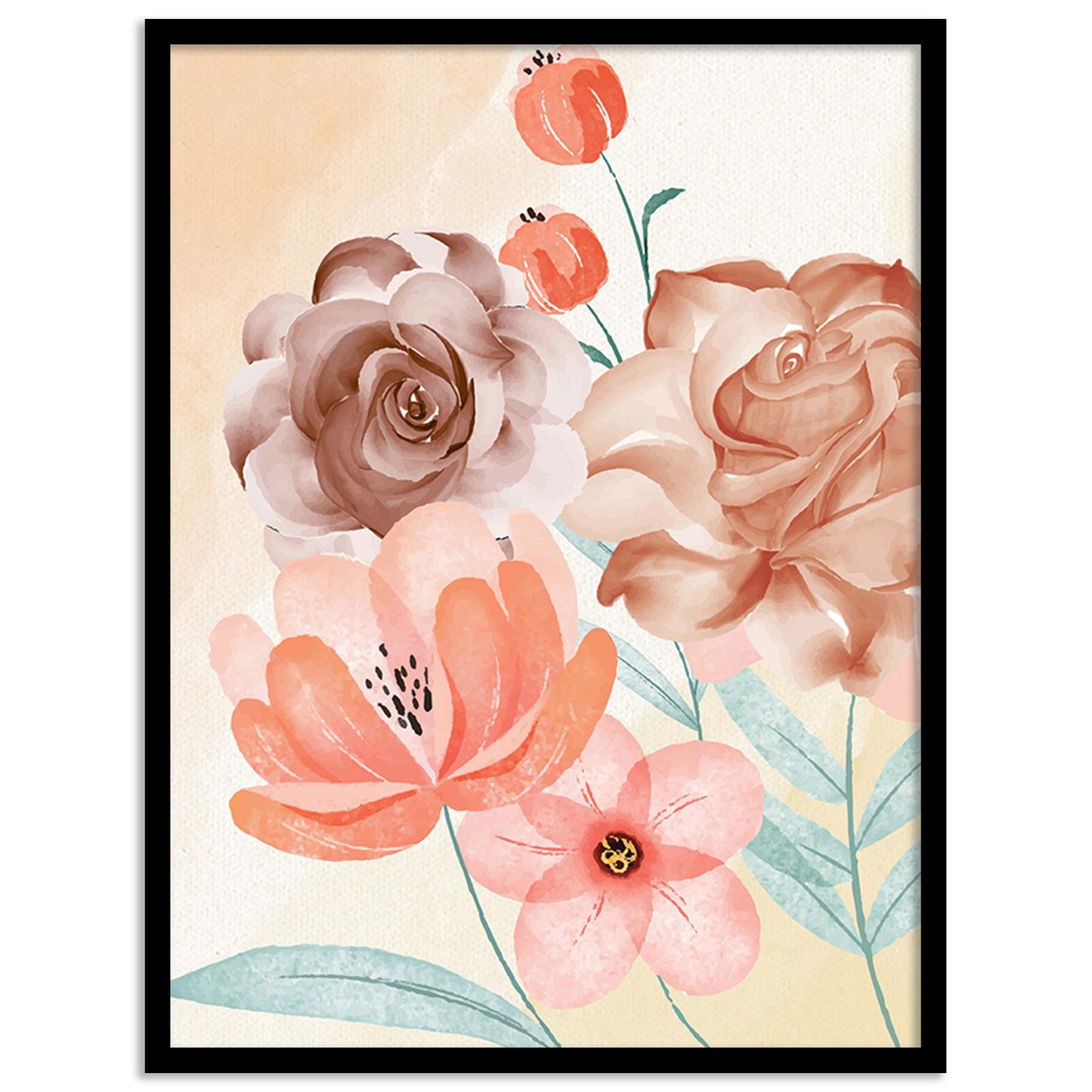 Exquisite Floral Artwork in Premium Frames for Decor