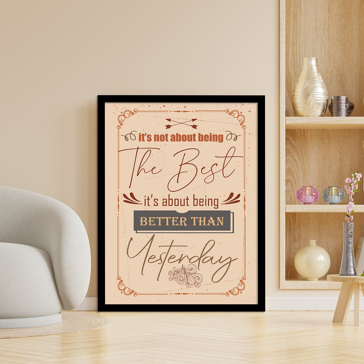 Motivational Quotes Poster with Frame for Home Decor