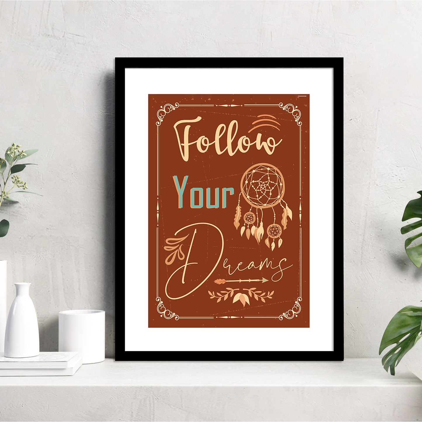 Motivational Quotes Poster with Frame for Wall Decoration