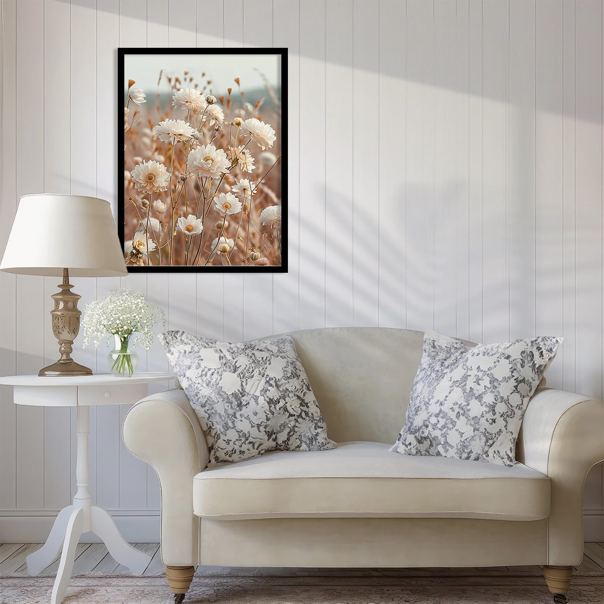 Floral Modern Art Framed Wall Painting for Living Room