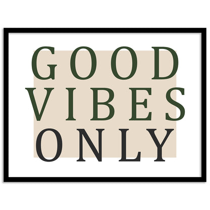 Good Vibes Quote Wall Art Framed Paintings for living room