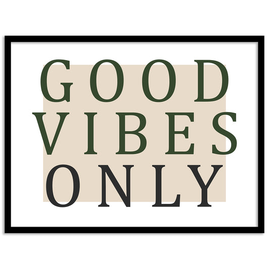 Good Vibes Quote Wall Art Framed Paintings for living room