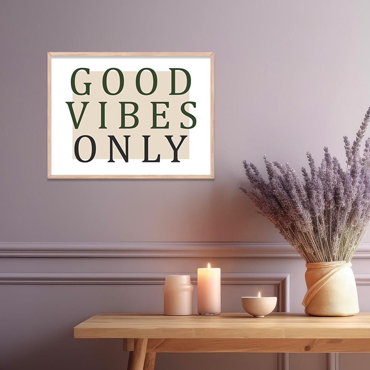 Good Vibes Quote Wall Art Framed Paintings for living room