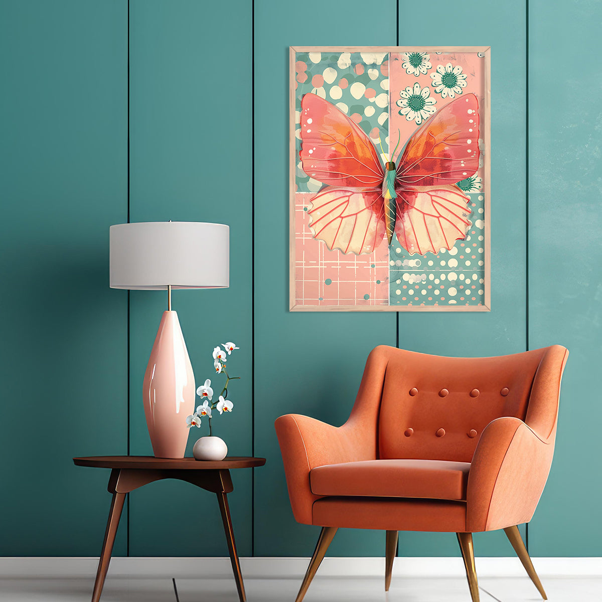 Abstract Butterfly Wall Art Framed Paintings for living room