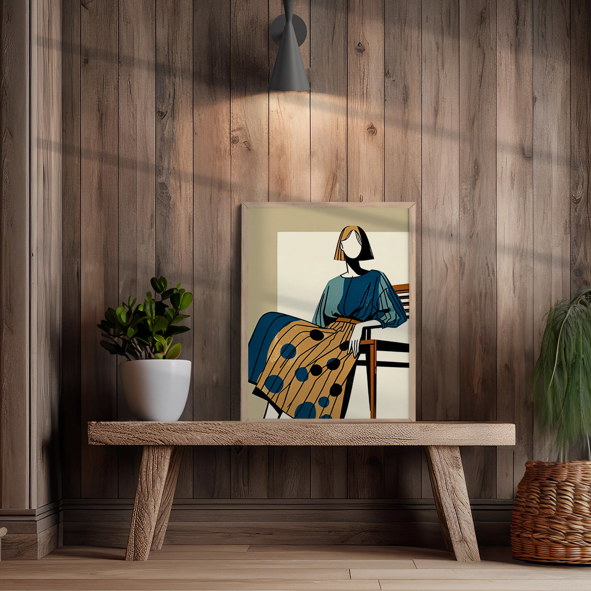 Abstract Woman Wall Art Framed Paintings for living room