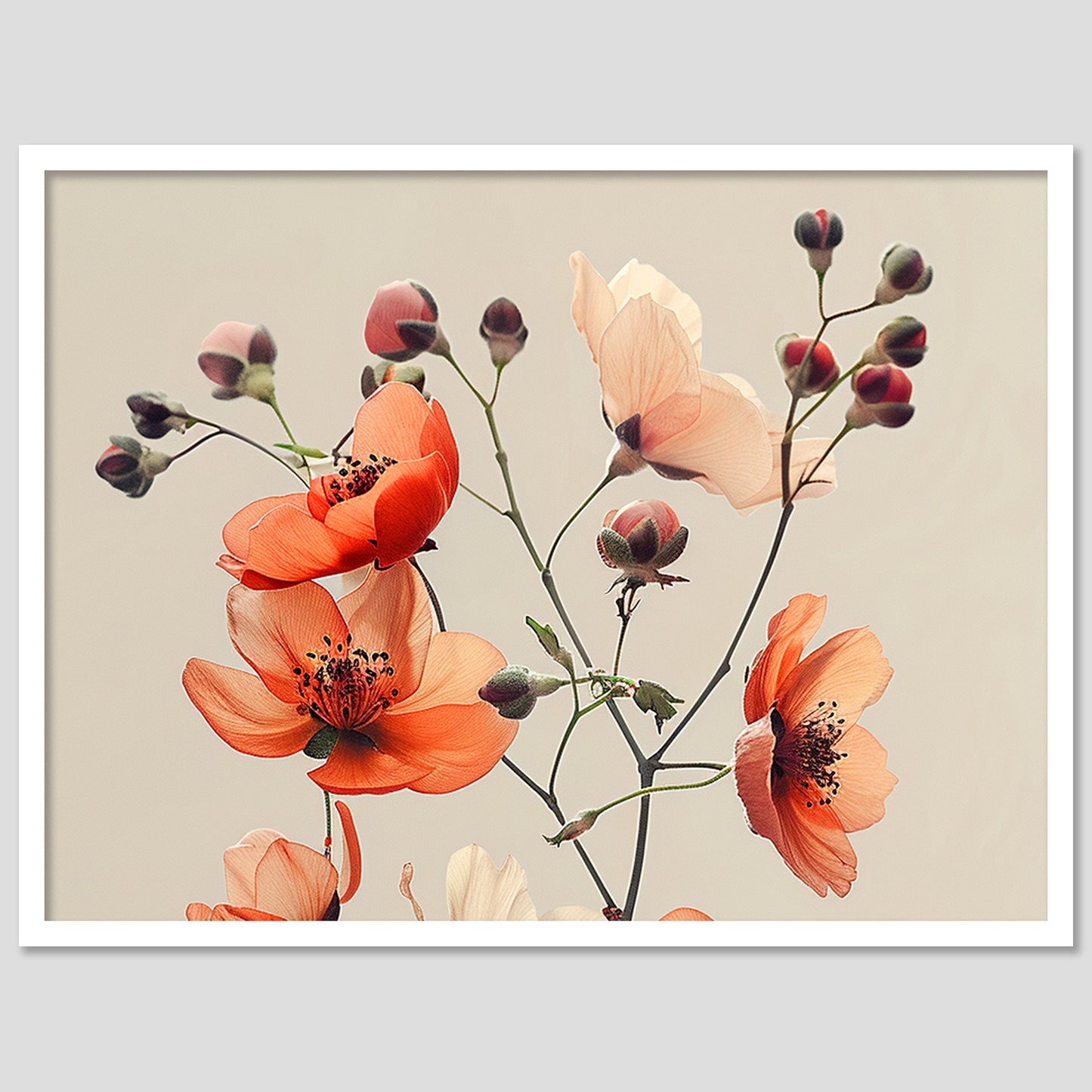 Floral Wall Art Framed Posters for Home and Office Wall Decor