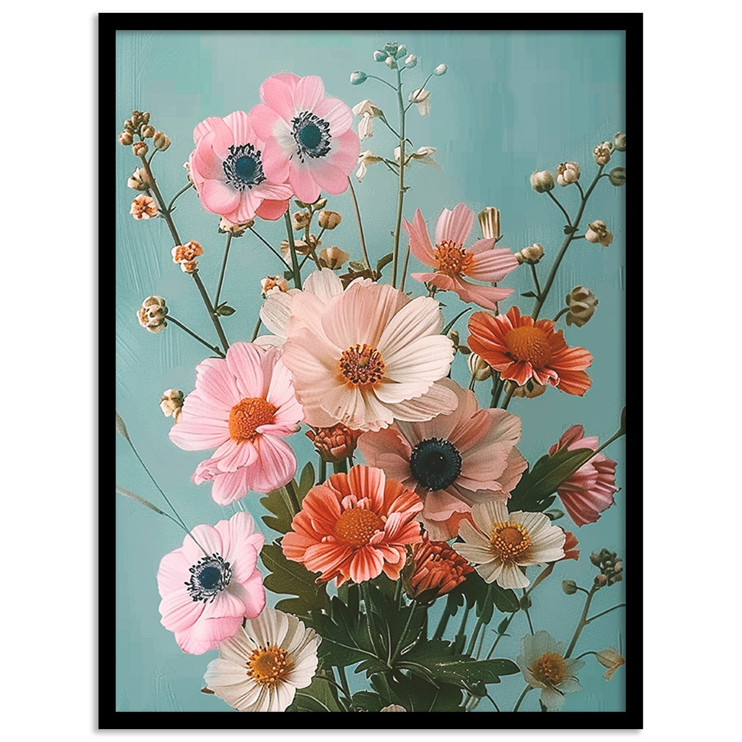 Floral Framed Art Posters for Home and Office Wall Decor