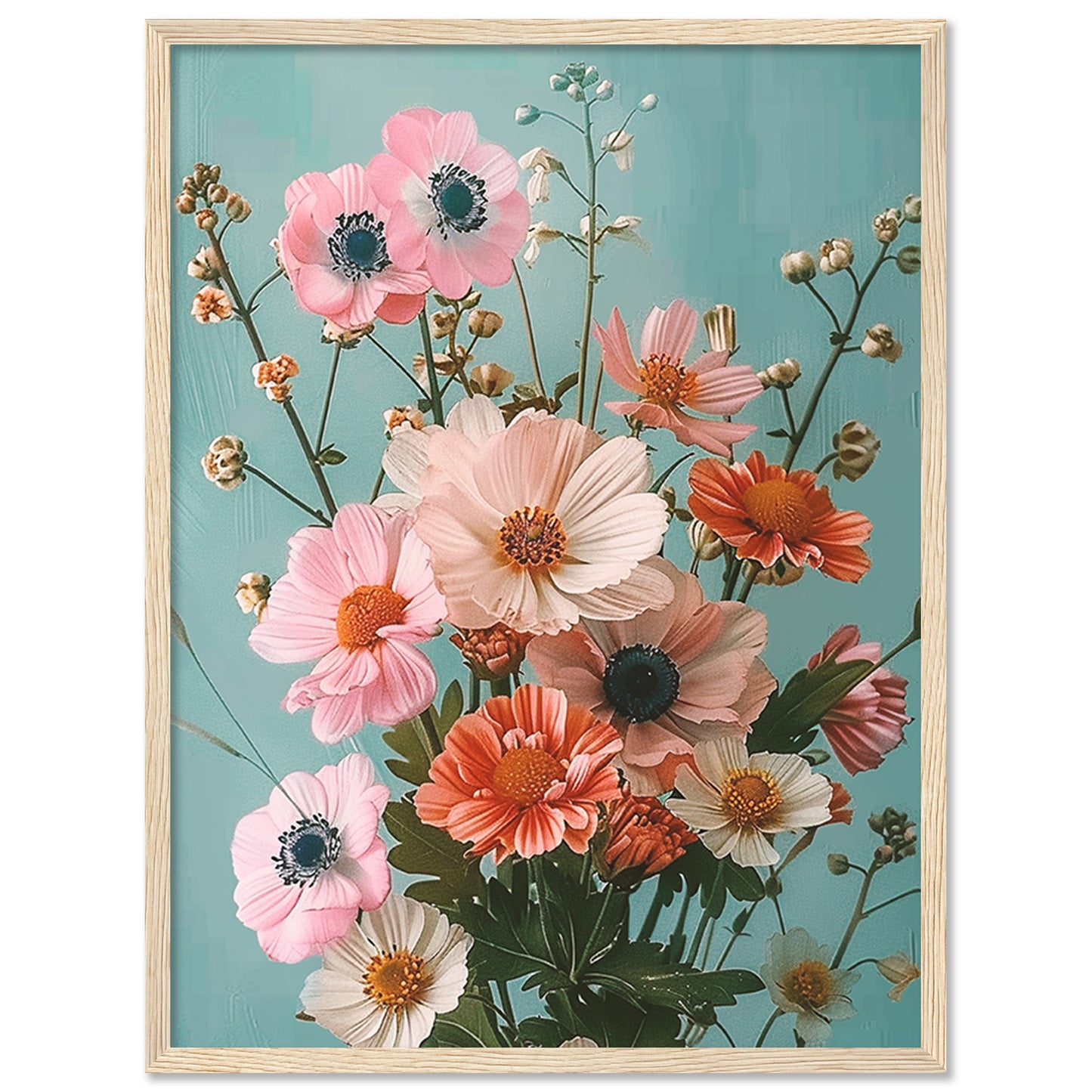 Floral Framed Art Posters for Home and Office Wall Decor