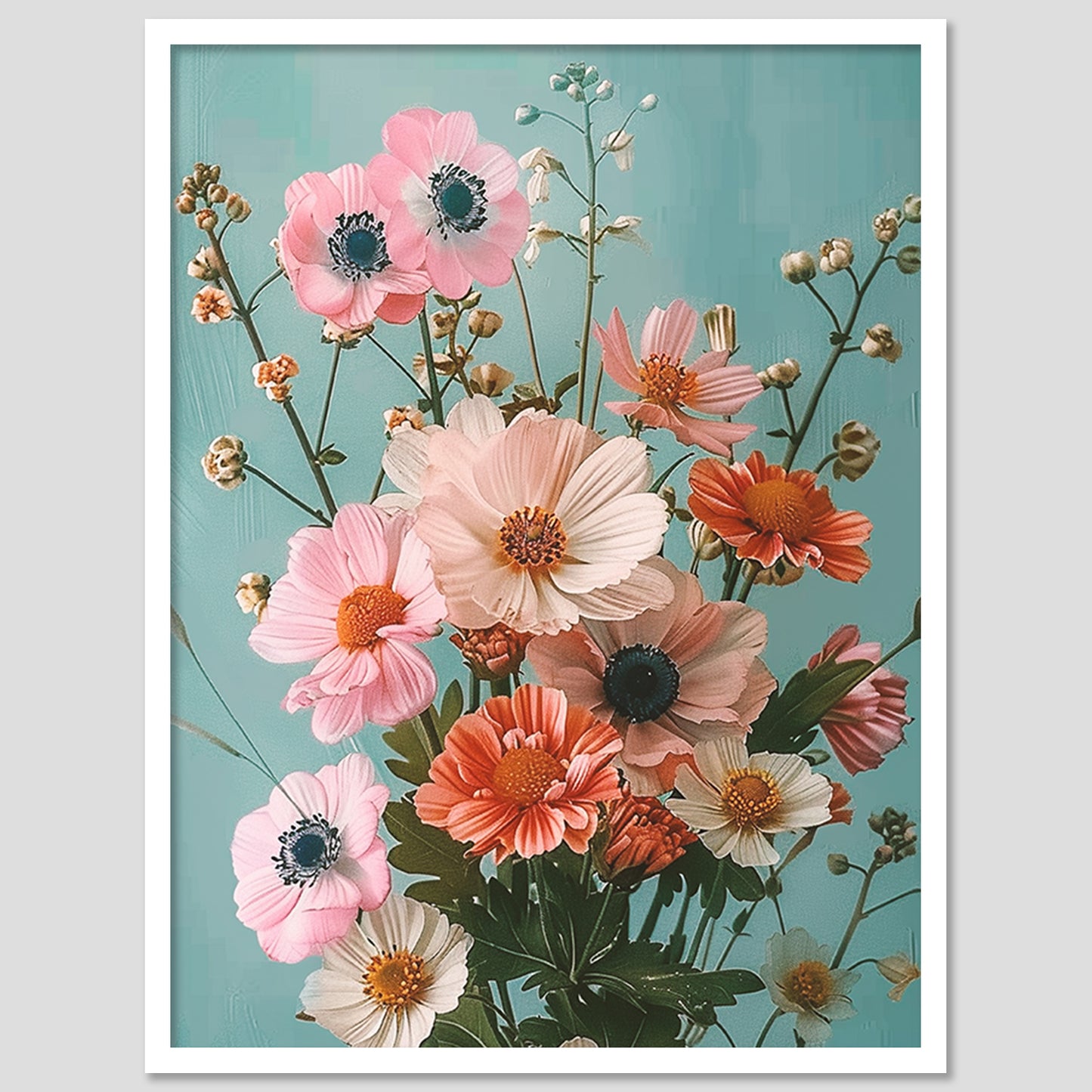 Floral Framed Art Posters for Home and Office Wall Decor