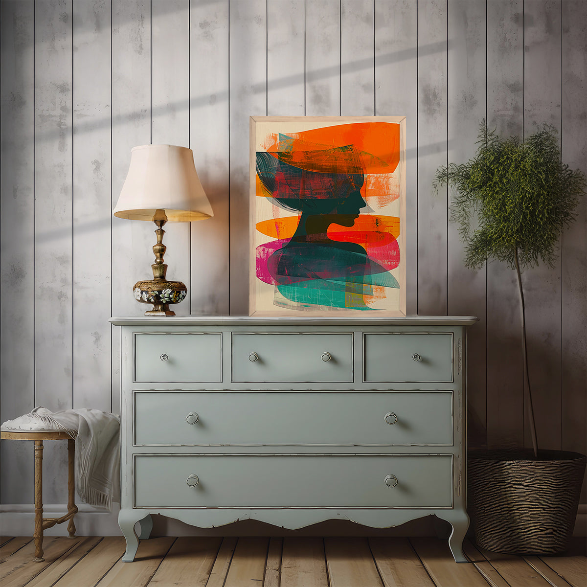 Abstract Girl Wall Painting For Home Decor