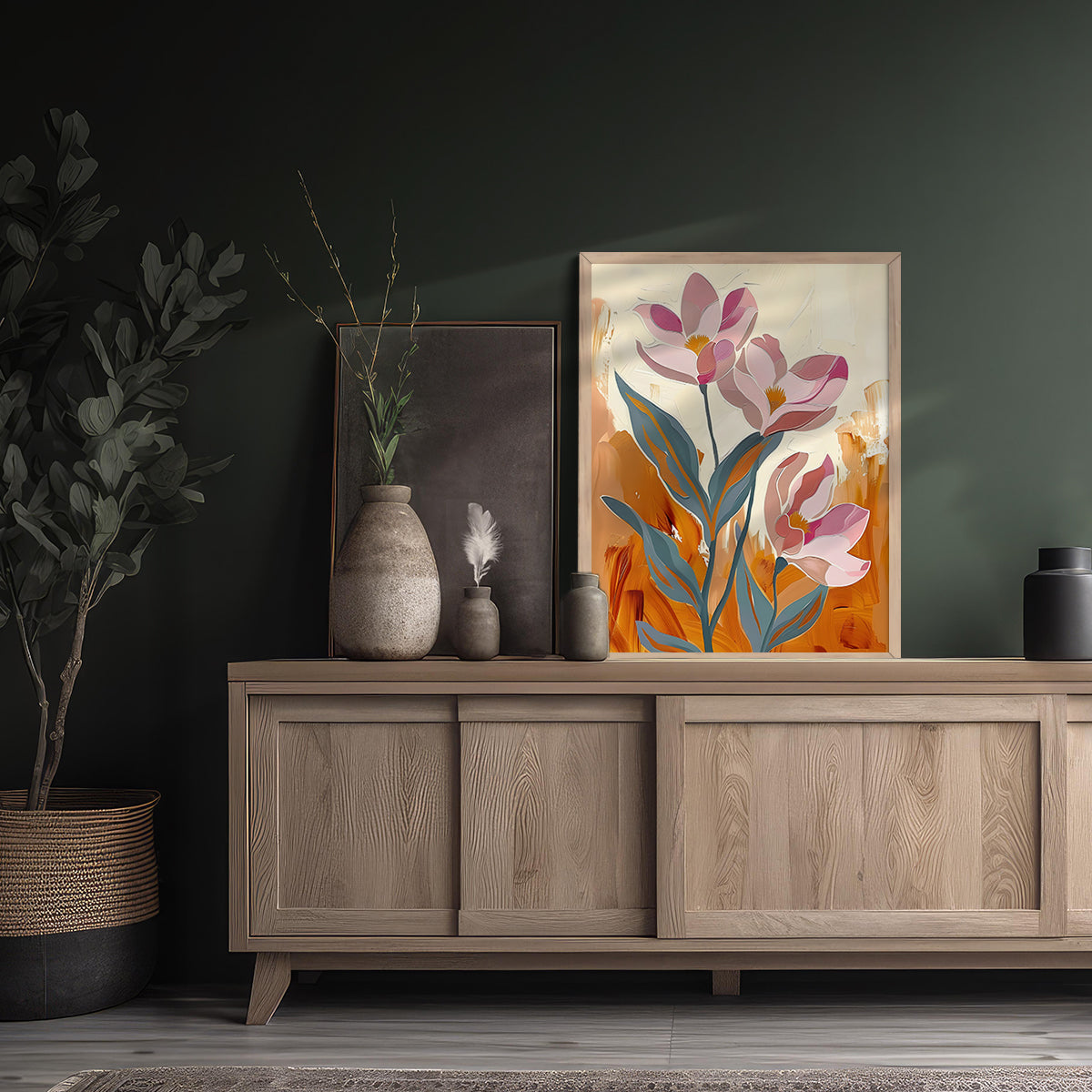 Floral Wall Paintings For Wall Decor Living Room