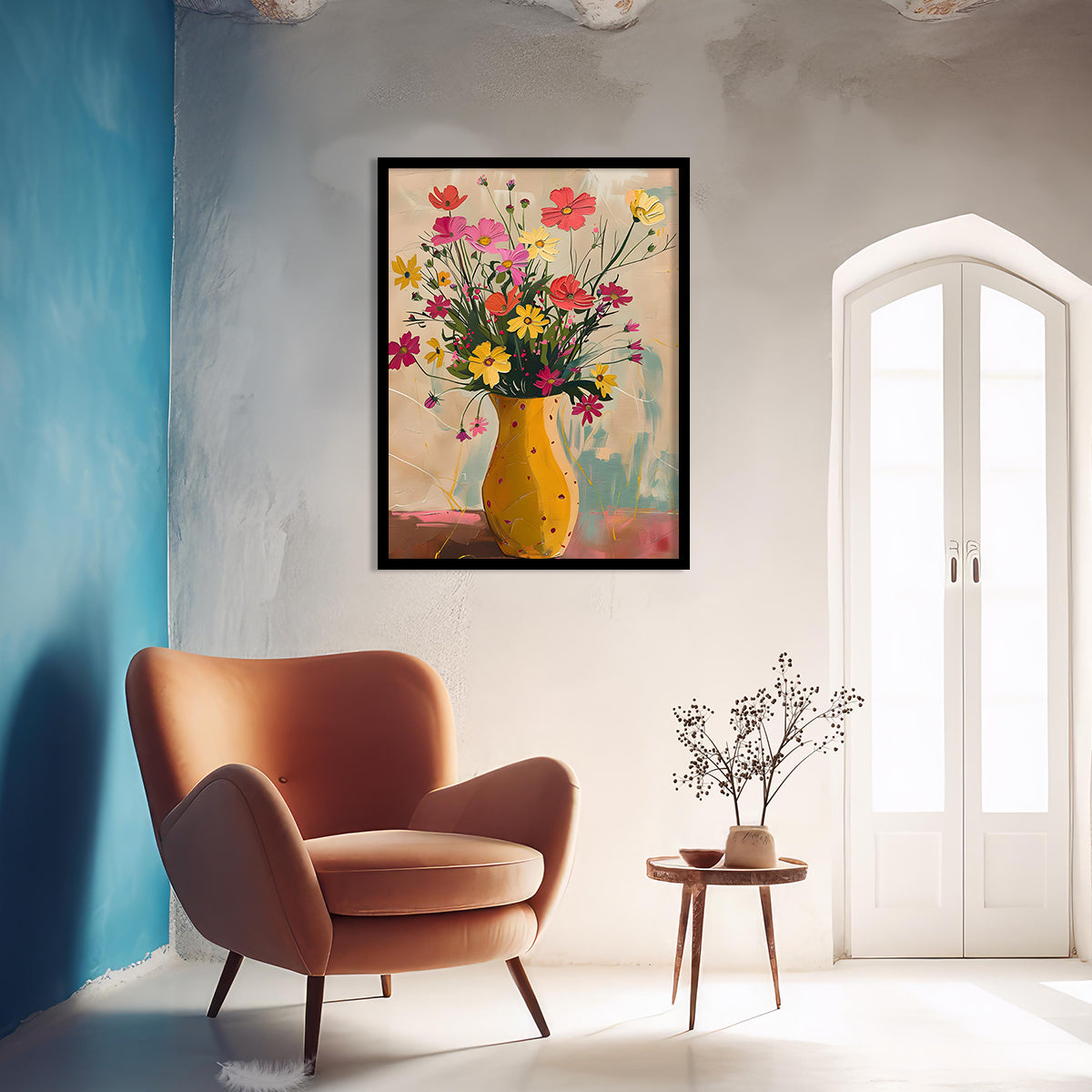 Vibrant Floral Framed Art for Home and Office Wall Decor