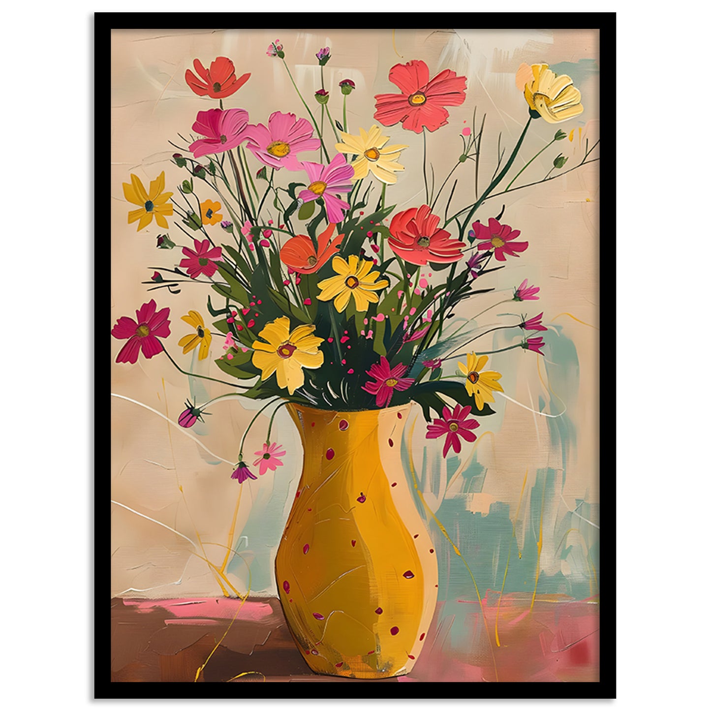 Vibrant Floral Framed Art for Home and Office Wall Decor