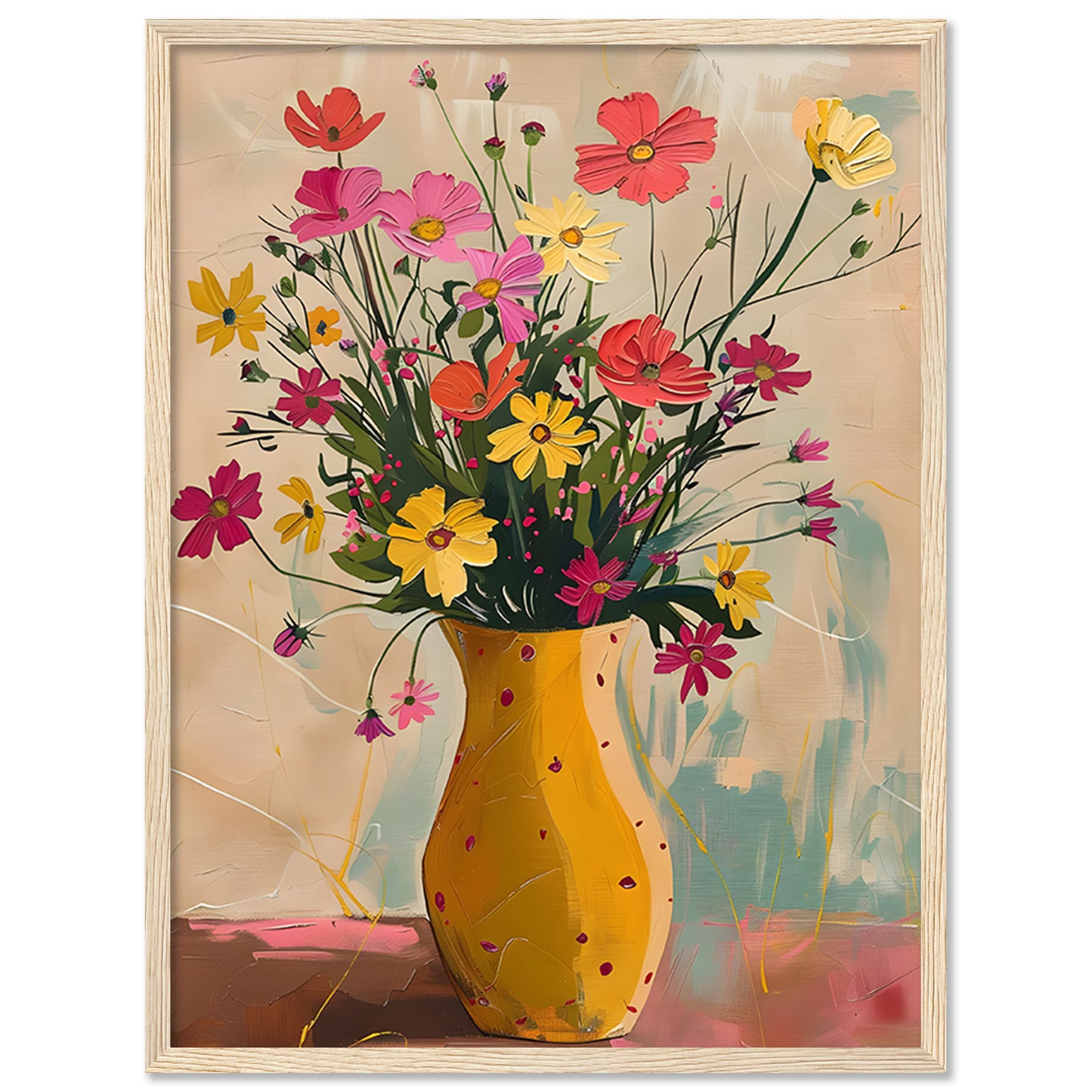 Vibrant Floral Framed Art for Home and Office Wall Decor