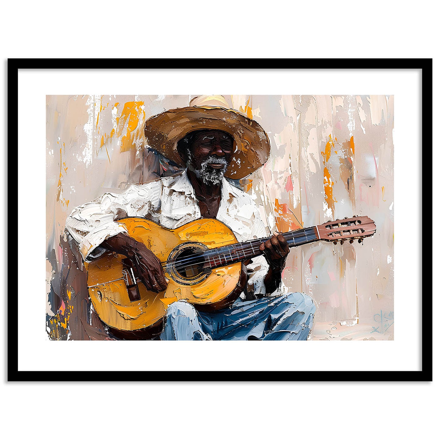 Man Playing Guitar Art Wall Paintings For Home Decor Living Room