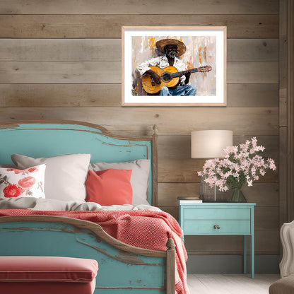 Man Playing Guitar Art Wall Paintings For Home Decor Living Room