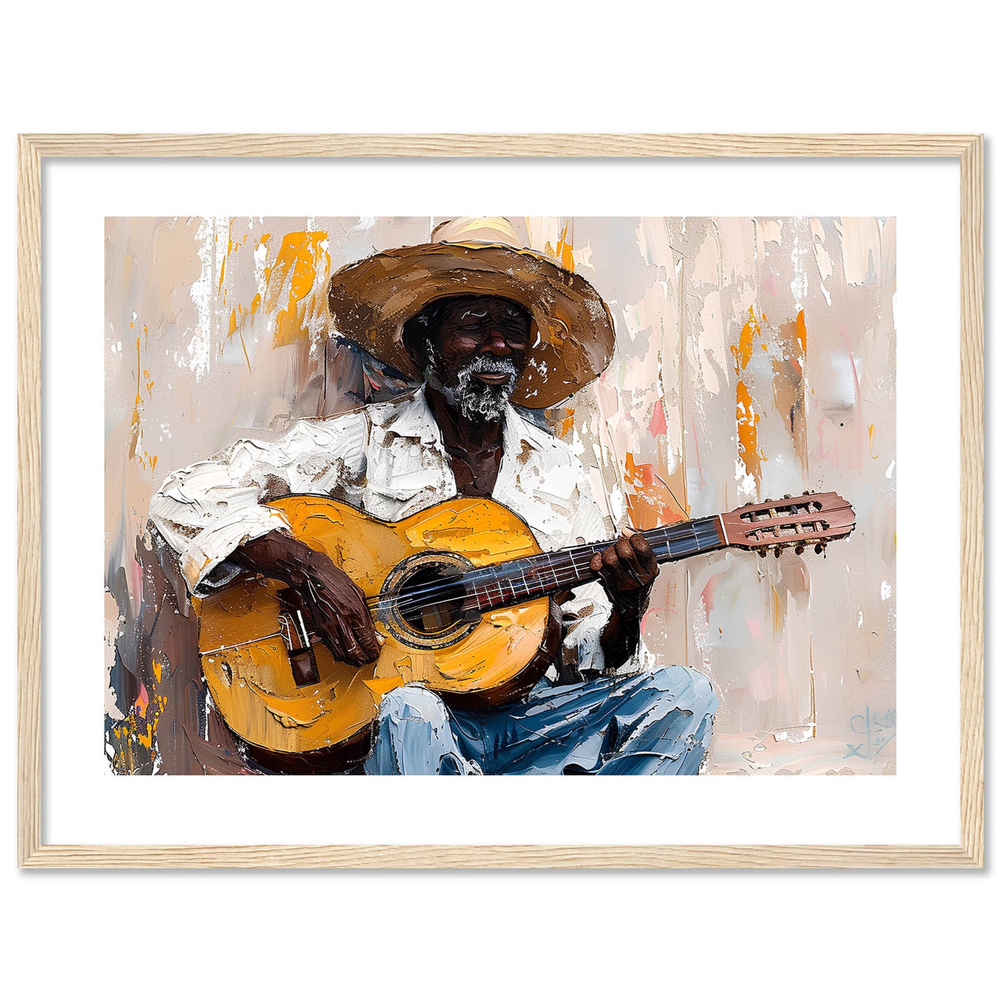 Man Playing Guitar Art Wall Paintings For Home Decor Living Room