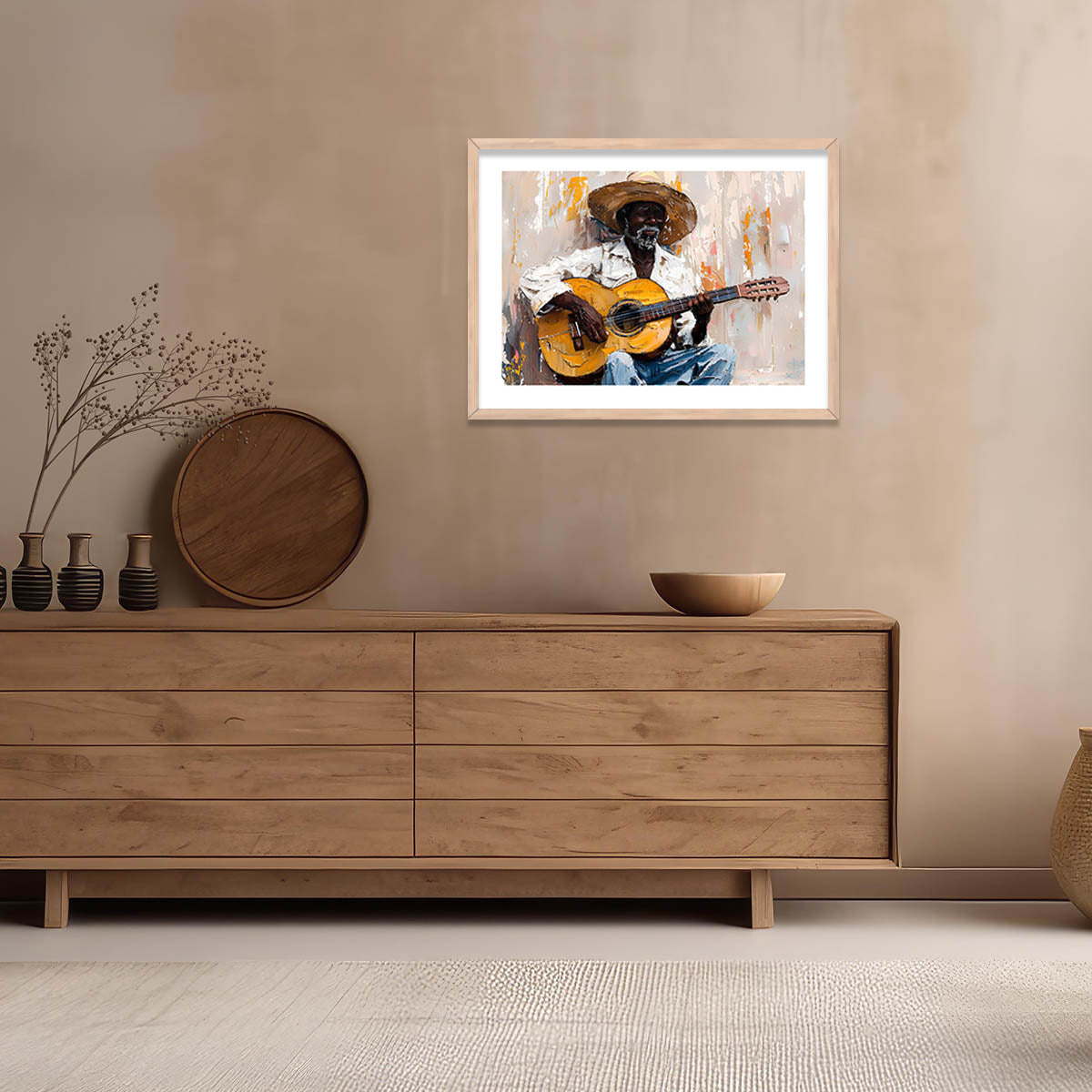 Man Playing Guitar Art Wall Paintings For Home Decor Living Room