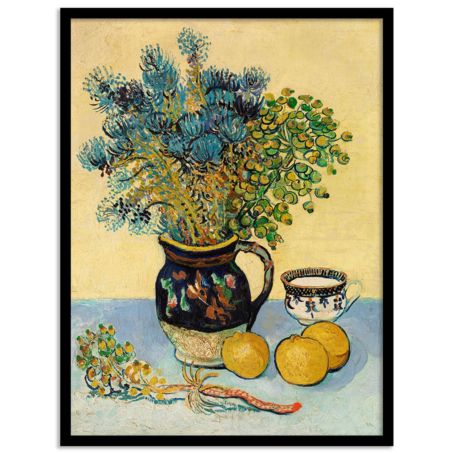 Flowers and Lemons Framed Art Posters for Home and Office Wall Decor