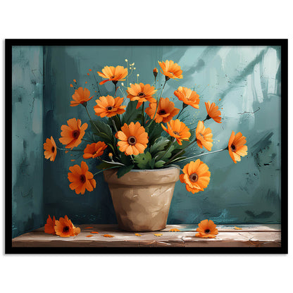 Beautiful Orange Flower Gallery Wall Art Living Room Bedroom Home and Office Wall Decor Art Posters