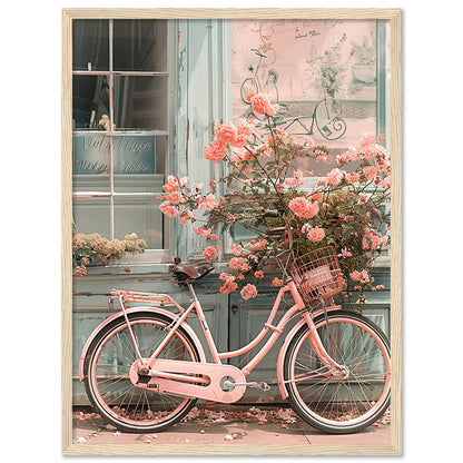 Bicycle with Flowers Framed Art Posters for Home and Office Wall Decor