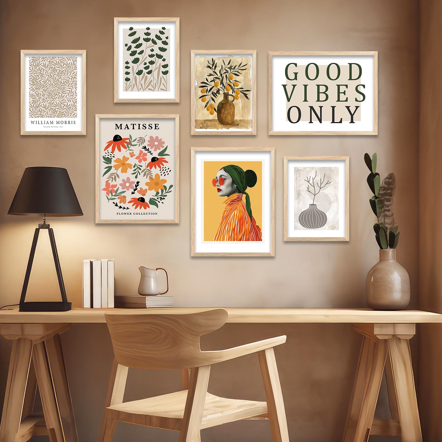 Good Vibes Quote Wall Art Framed Paintings for living room