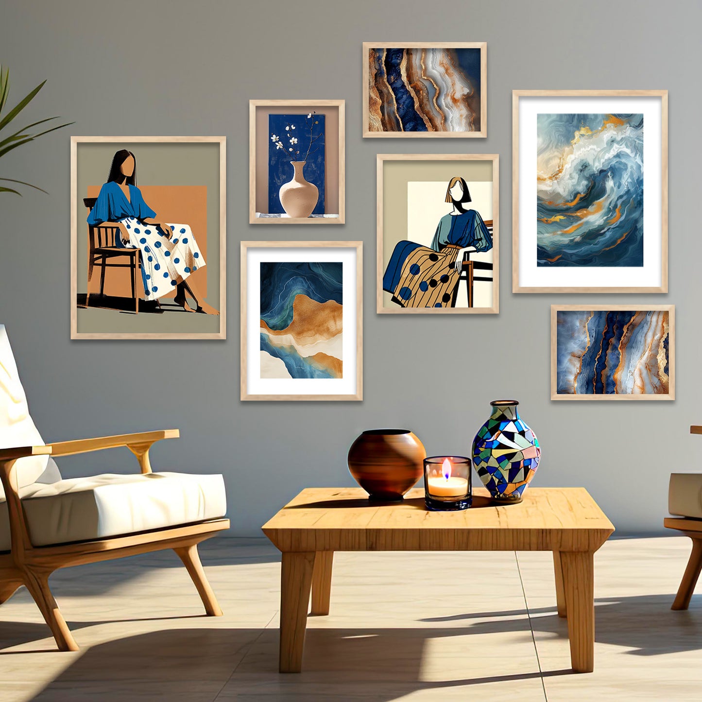 Abstract Woman Wall Art Framed Paintings for living room