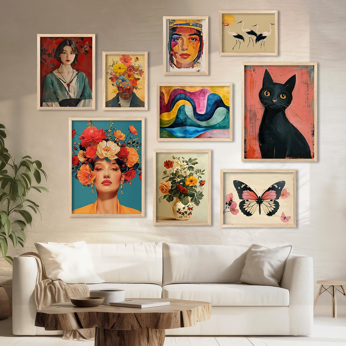 Abstract Cat Wall Painting For Home Decor