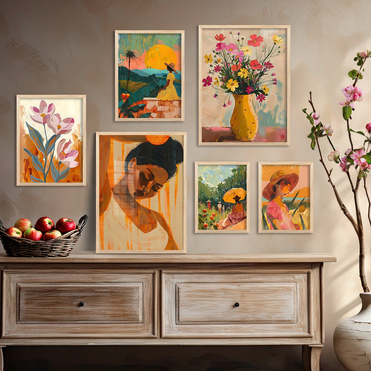 Floral Wall Paintings For Wall Decor Living Room