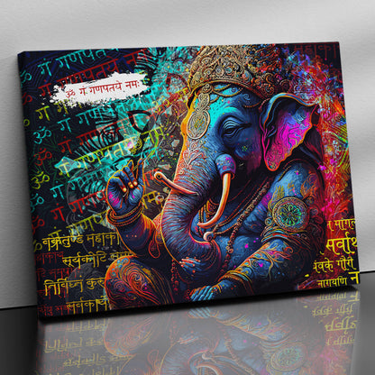 Indian Lord Ganesha Canvas Painting | Divine Artwork for Home Decor | Canvas Wall Paintings for Living Room Bdroom Wall Decor