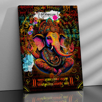 Indian Lord Ganesha Canvas Painting | Divine Artwork for Home Decor