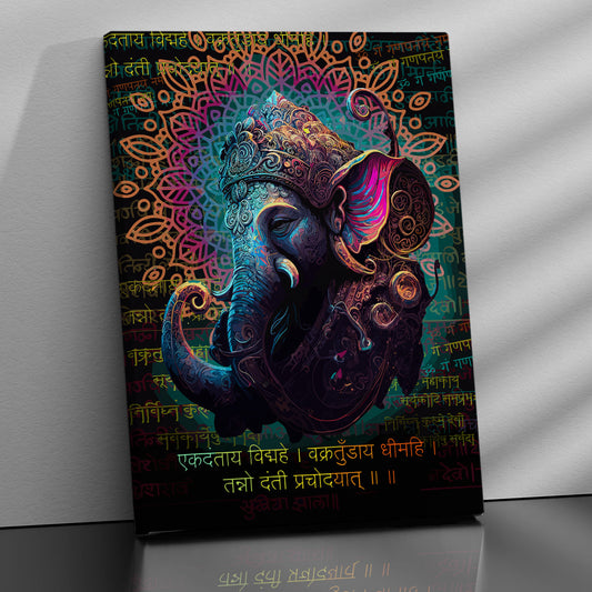 Indian Lord Ganesha Canvas Painting | Divine Artwork for Home Decor | Canvas Wall Paintings for Living Room Bdroom Wall Decor