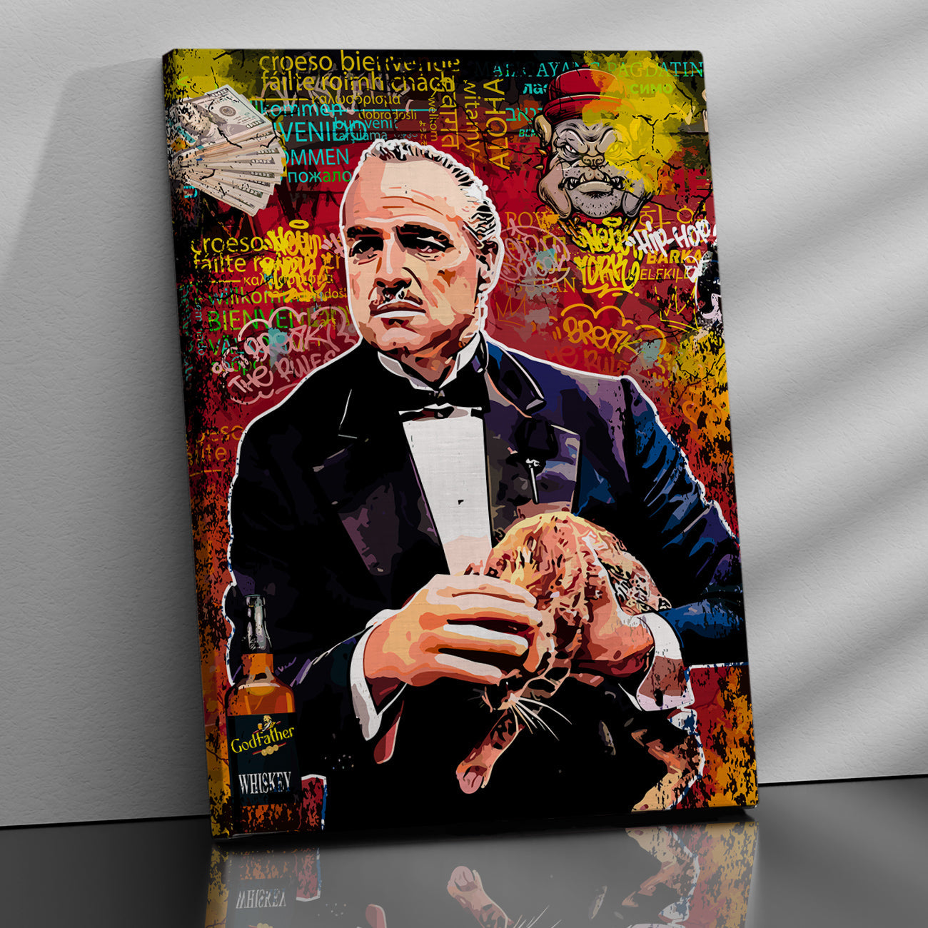 Graffiti-Style Godfather Canvas Painting | Urban Art Decor for Living Room Bedroom Wall Decor