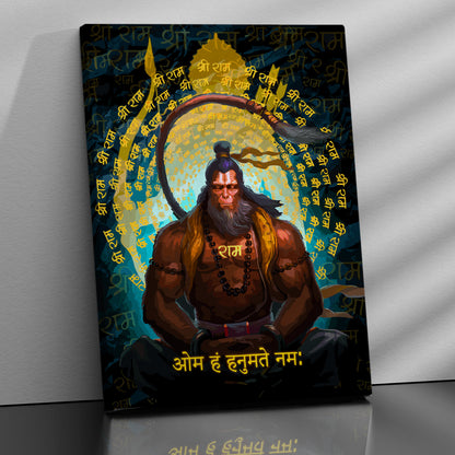 Majestic Indian God Hanuman Canvas Painting | Spiritual Wall Art Canvas Paintings for Decoration