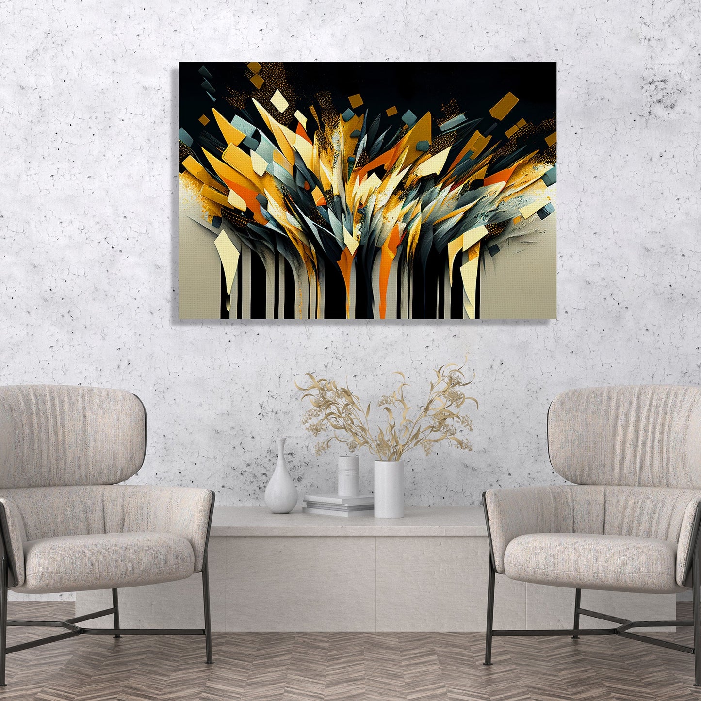 Modern Art Canvas Painting - Vibrant Abstract Art Canvas for Living Room Wall Decor