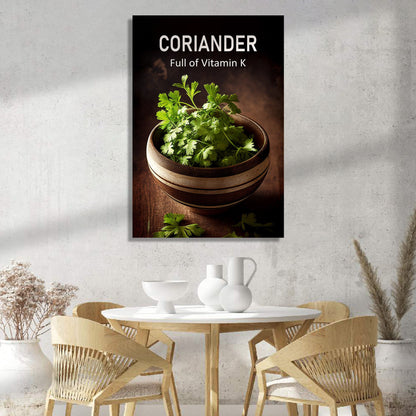 Coriander Canvas Paintings for Restaurant Kitchen Cafe Wall Decor