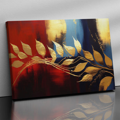 Modern Art Canvas Painting - Red and Golden Abstract Art Canvas for Living Room Wall Decor