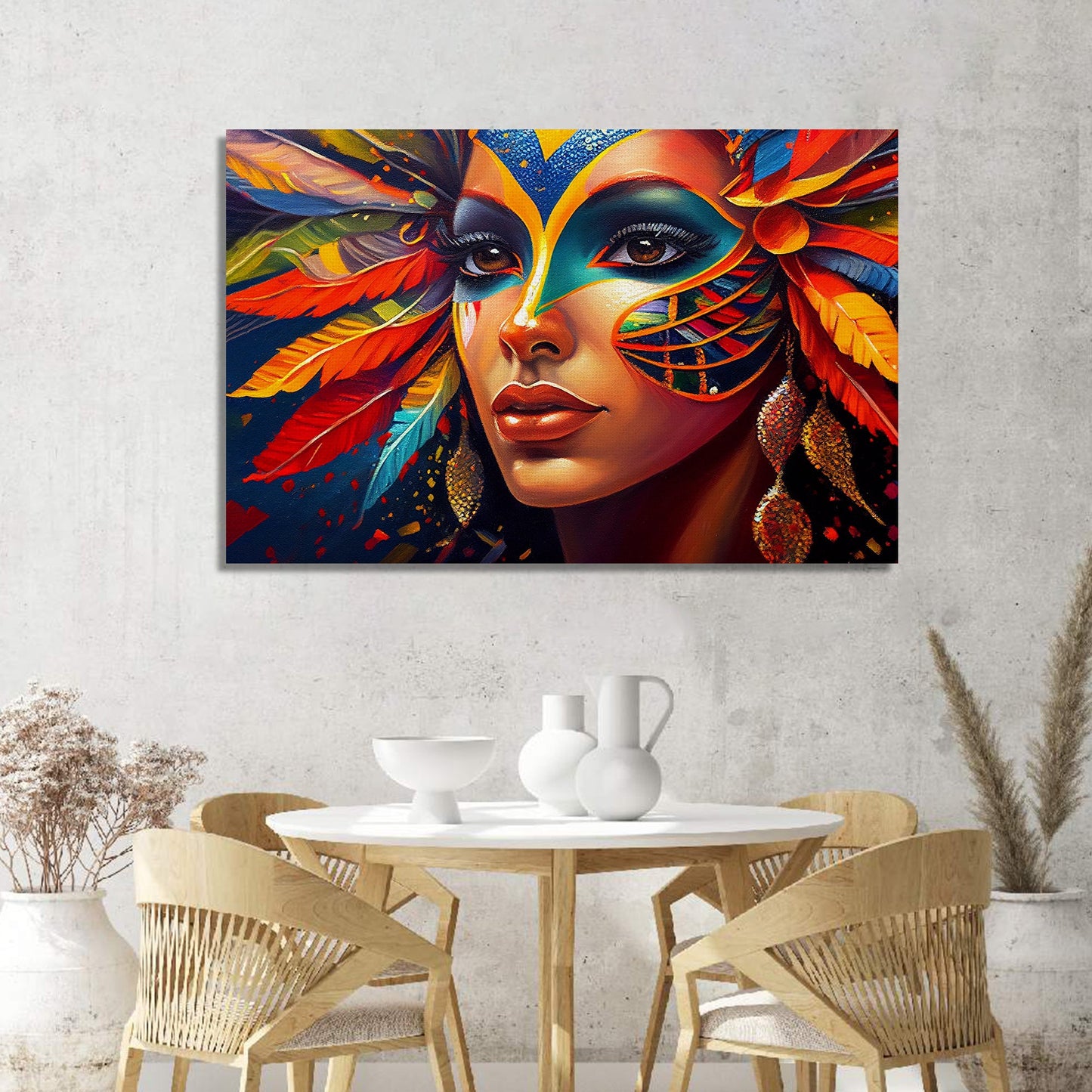 Vibrant Colors Ethnic Brazilian Women Art Canvas Painting