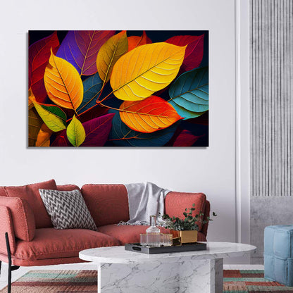 Nature Inspired Colorful Leaf Art Canvas Paintings