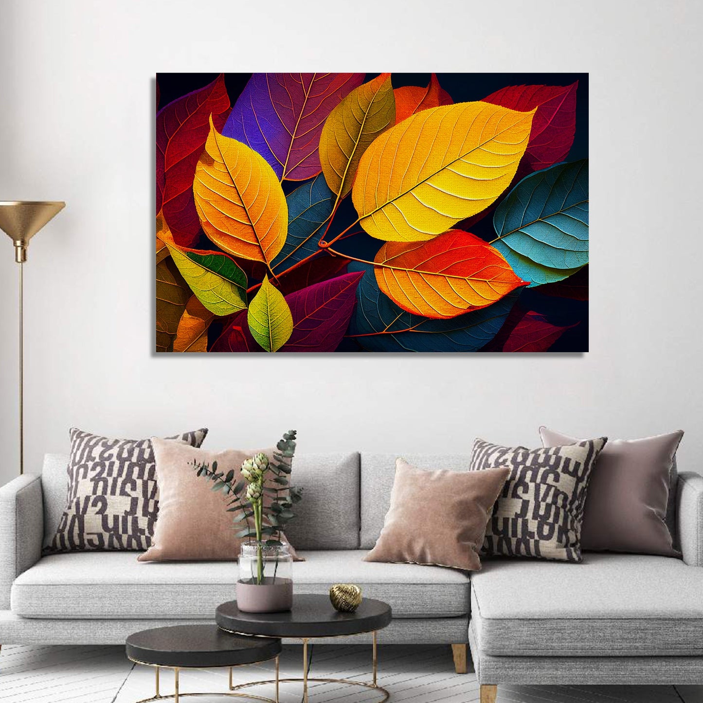 Nature Inspired Colorful Leaf Art Canvas Paintings