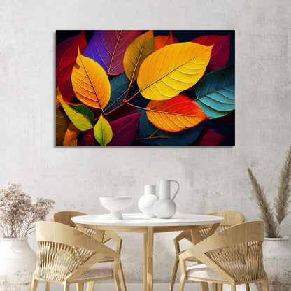 Nature Inspired Colorful Leaf Art Canvas Paintings