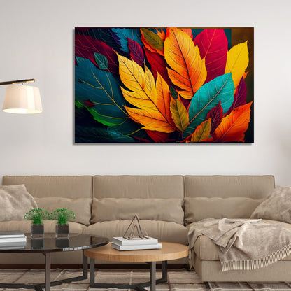 Nature Inspired Colorful Leaf Art Canvas Paintings