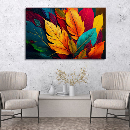 Nature Inspired Colorful Leaf Art Canvas Paintings